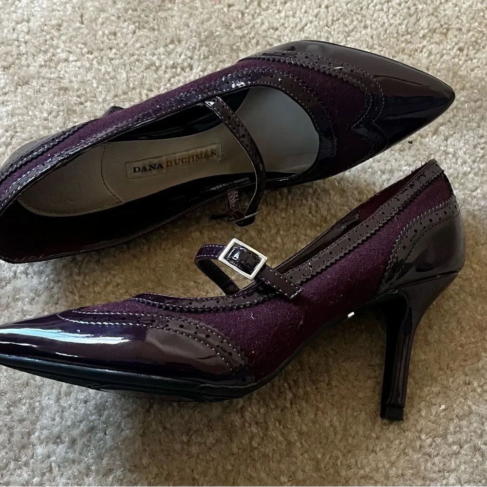 Women's Plum Burgundy Mary Jane Shoes - Picture 8 of 9